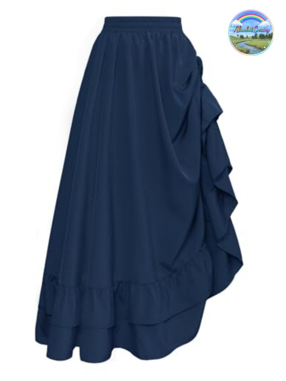 Renaissance A-Line Maxi Skirt High Waist Ruffle Hem Drawstring Waist Ankle
